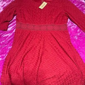 American Rag Red Textured Midi Dress